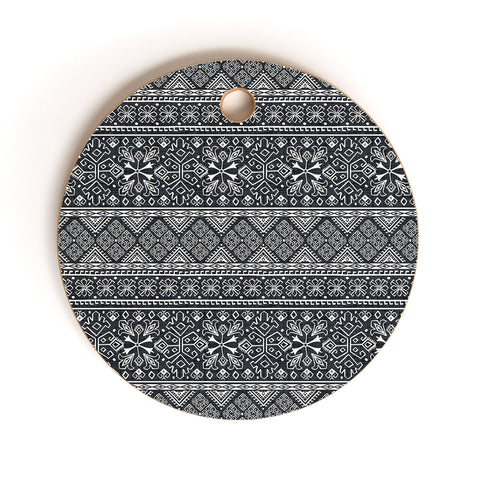 Heather Dutton Grand Bazaar Slate Linen Cutting Board Round