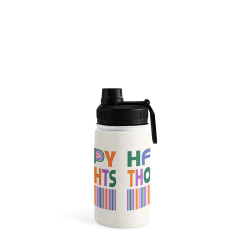 Heather Dutton Happy Thoughts Typography Water Bottle