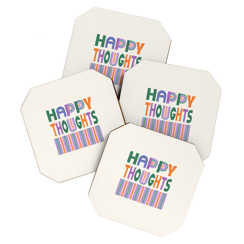 Heather Dutton Happy Thoughts Typography Coaster Set