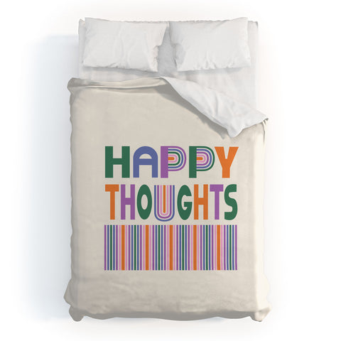 Heather Dutton Happy Thoughts Typography Duvet Cover