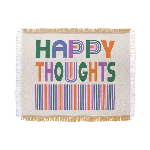 Heather Dutton Happy Thoughts Typography Throw Blanket
