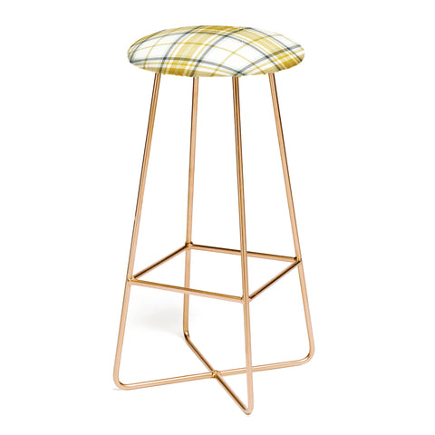Heather Dutton Headmaster Plaid Ivory Bar Stool