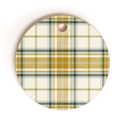 Heather Dutton Headmaster Plaid Ivory Cutting Board Round