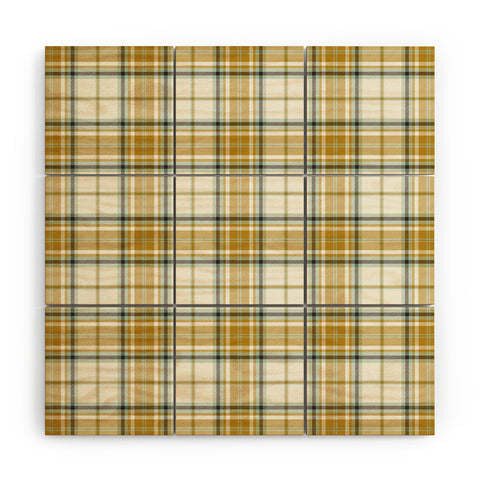 Heather Dutton Headmaster Plaid Ivory Wood Wall Mural