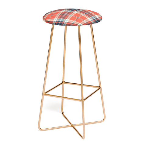 Heather Dutton Headmaster Plaid Red Bar Stool