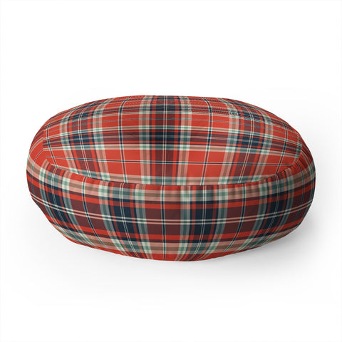 Heather Dutton Headmaster Plaid Red Floor Pillow Round