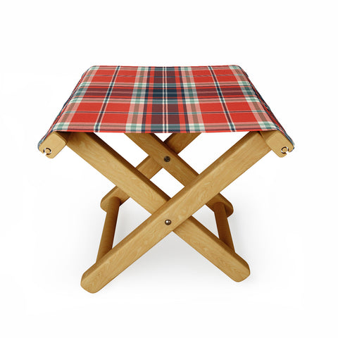 Heather Dutton Headmaster Plaid Red Folding Stool