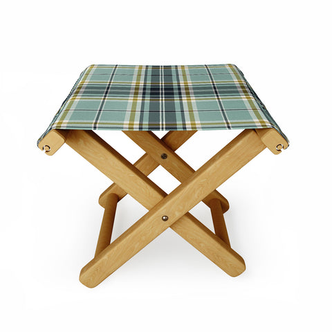 Heather Dutton Headmaster Plaid Seafoam Folding Stool