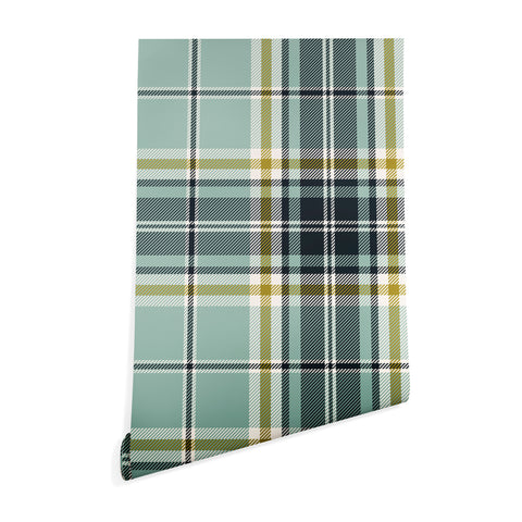 Heather Dutton Headmaster Plaid Seafoam Wallpaper