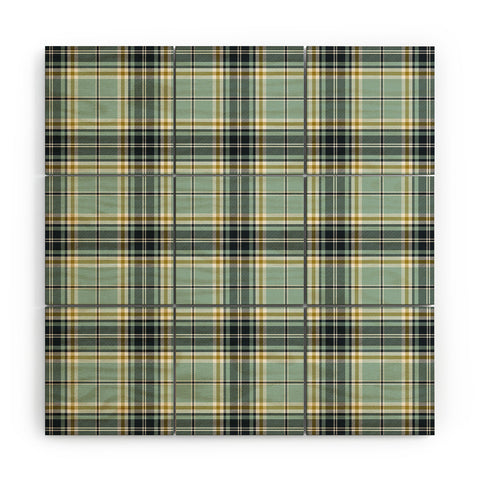 Heather Dutton Headmaster Plaid Seafoam Wood Wall Mural
