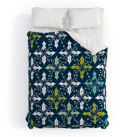Heather Dutton Holly Go Lightly Midnight Duvet Cover