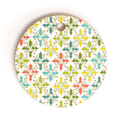 Heather Dutton Holly Go Lightly White Cutting Board Round