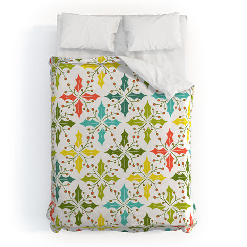 Heather Dutton Holly Go Lightly White Duvet Cover