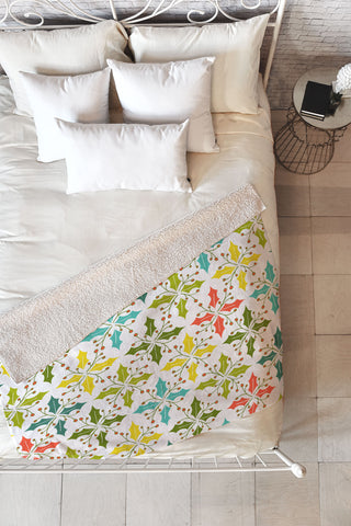 Heather Dutton Holly Go Lightly White Fleece Throw Blanket