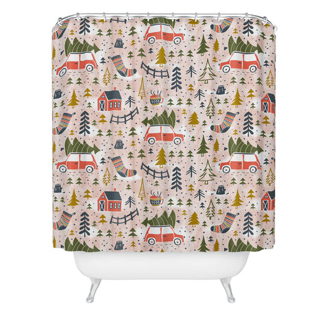 Heather Dutton Home For The Holidays Blush Shower Curtain