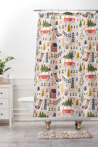 Heather Dutton Home For The Holidays Blush Shower Curtain And Mat