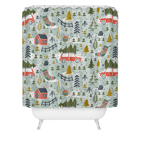 Heather Dutton Home For The Holidays Mint Shower Curtain
