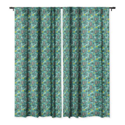 Heather Dutton Island Tiki Aqua Blackout Window Curtain