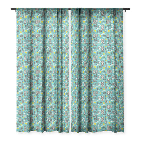 Heather Dutton Island Tiki Aqua Sheer Window Curtain