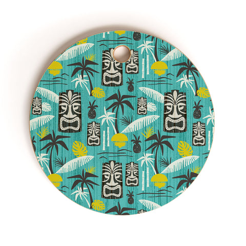 Heather Dutton Island Tiki Aqua Cutting Board Round
