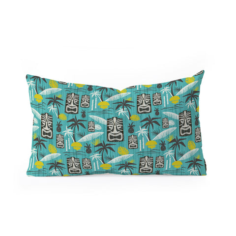 Heather Dutton Island Tiki Aqua Oblong Throw Pillow