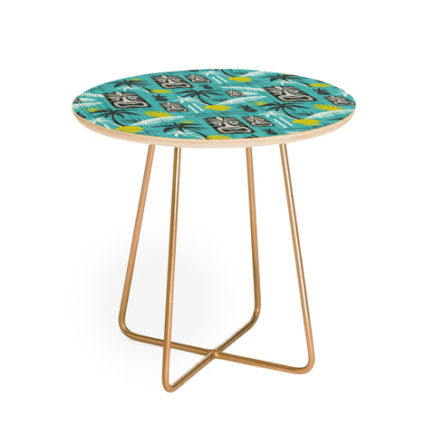 Heather Dutton Island Tiki Aqua Round Side Table