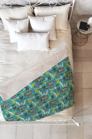 Heather Dutton Island Tiki Aqua Fleece Throw Blanket