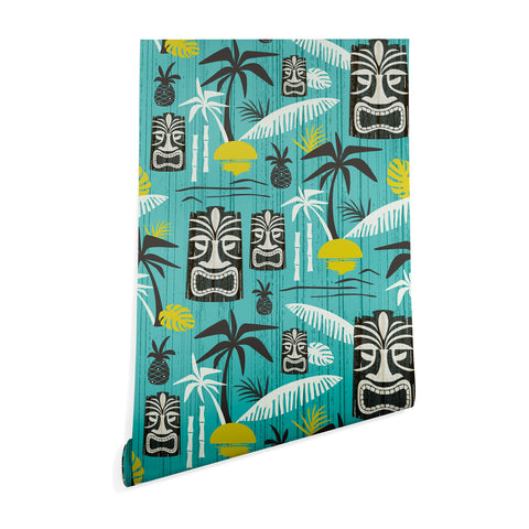 Heather Dutton Island Tiki Aqua Wallpaper