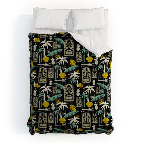 Heather Dutton Island Tiki Black Comforter