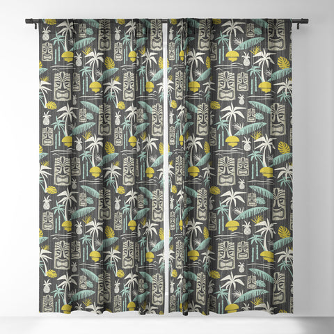 Heather Dutton Island Tiki Black Sheer Window Curtain