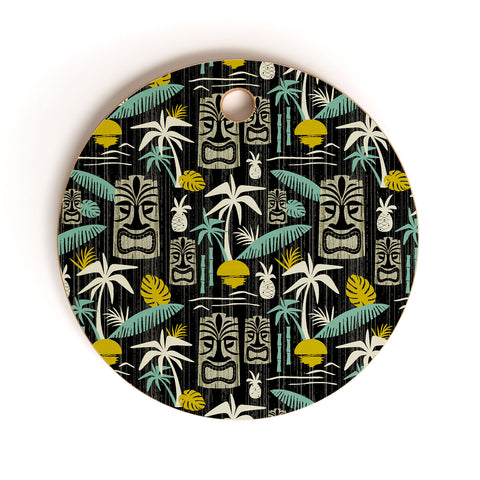 Heather Dutton Island Tiki Black Cutting Board Round