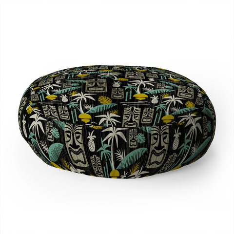 Heather Dutton Island Tiki Black Floor Pillow Round