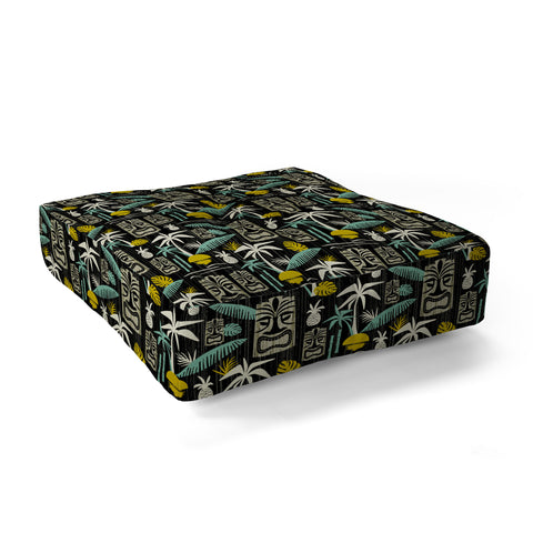 Heather Dutton Island Tiki Black Floor Pillow Square