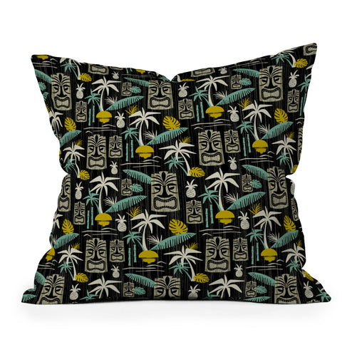 Heather Dutton Island Tiki Black Throw Pillow