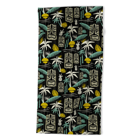 Heather Dutton Island Tiki Black Beach Towel