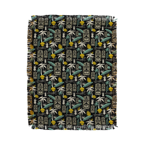 Heather Dutton Island Tiki Black Throw Blanket