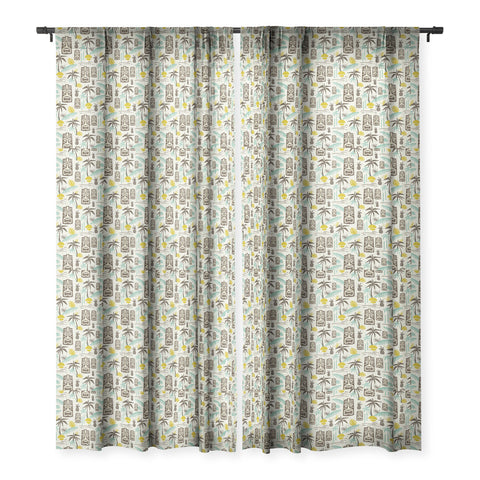 Heather Dutton Island Tiki Tan Sheer Window Curtain