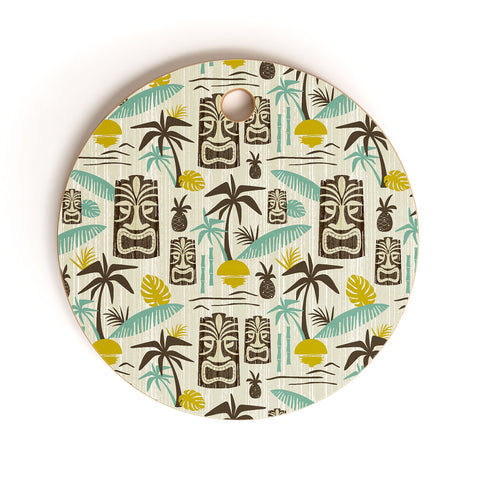 Heather Dutton Island Tiki Tan Cutting Board Round