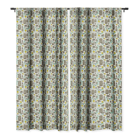 Heather Dutton Island Tiki White Blackout Window Curtain