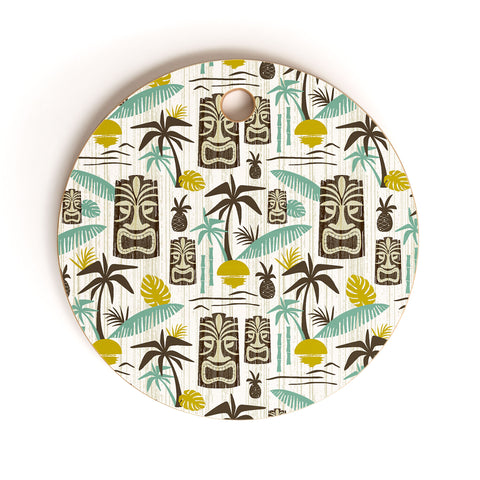 Heather Dutton Island Tiki White Cutting Board Round