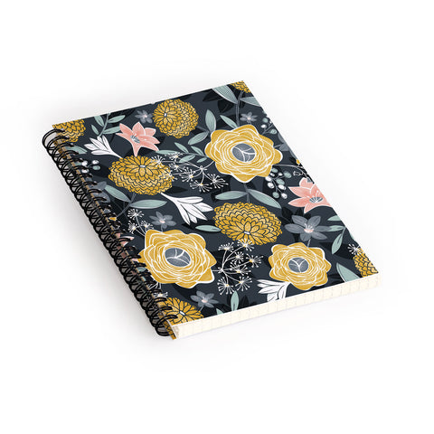 Heather Dutton Jardin Fleuri Midnight Spiral Notebook