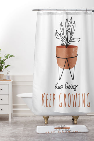 Heather Dutton Keep Going Keep Growing Shower Curtain And Mat