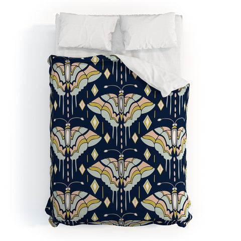 Heather Dutton La Maison des Papillons Midnight Duvet Cover