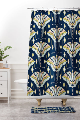 Heather Dutton La Maison des Papillons Midnight Shower Curtain And Mat