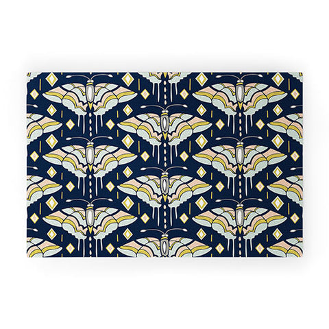 Heather Dutton La Maison des Papillons Midnight Welcome Mat
