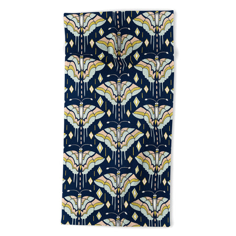 Heather Dutton La Maison des Papillons Midnight Beach Towel