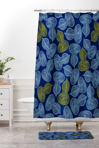 Heather Dutton Leaflet Marine Shower Curtain And Mat