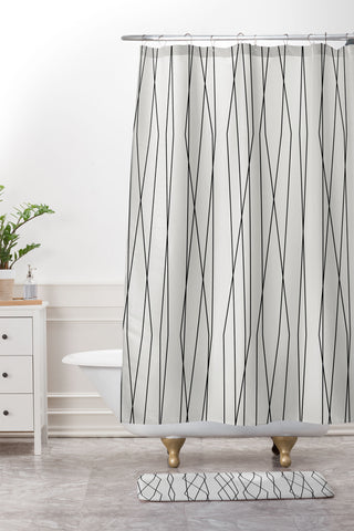 Heather Dutton Linear Cross Stone Shower Curtain And Mat