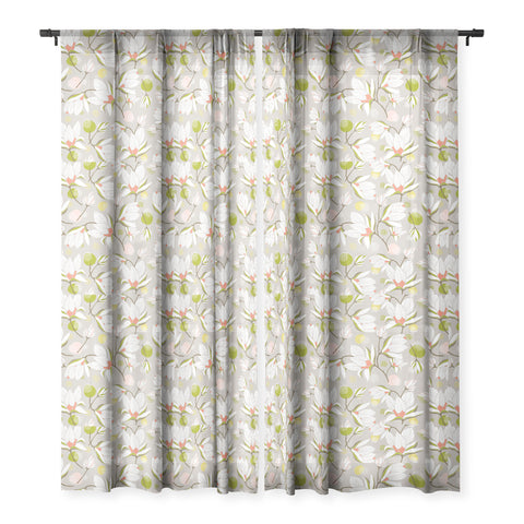 Heather Dutton Magnolia Blossom Stone Sheer Window Curtain