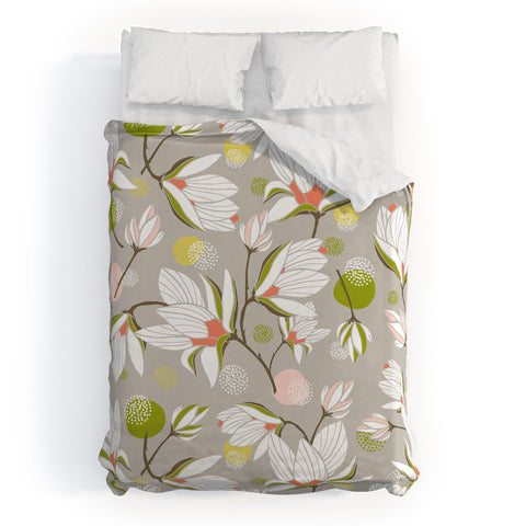 Heather Dutton Magnolia Blossom Stone Duvet Cover